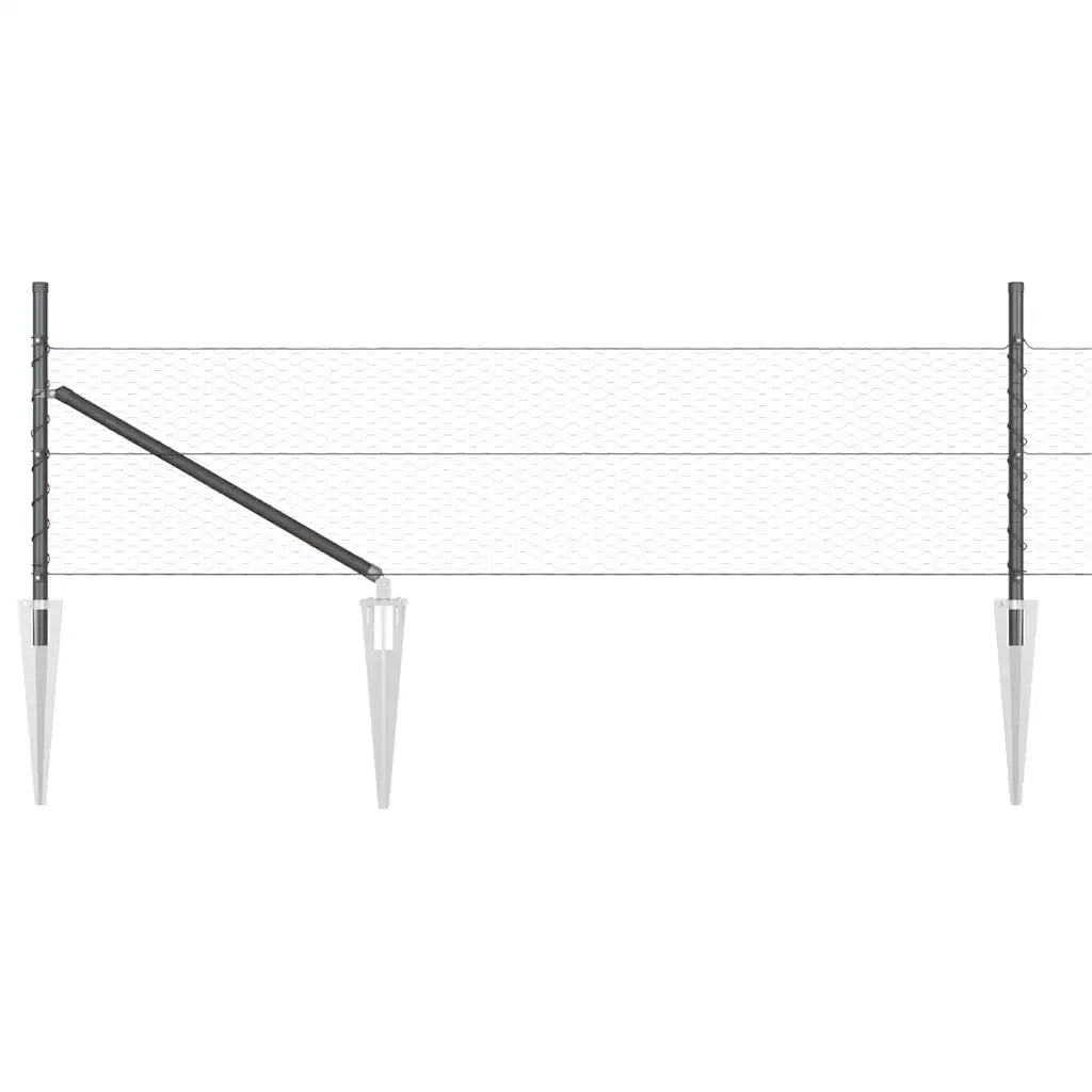 Palo della recinzione Grigio 25 x 0,5 m (rete da 25 mm) Acciaio