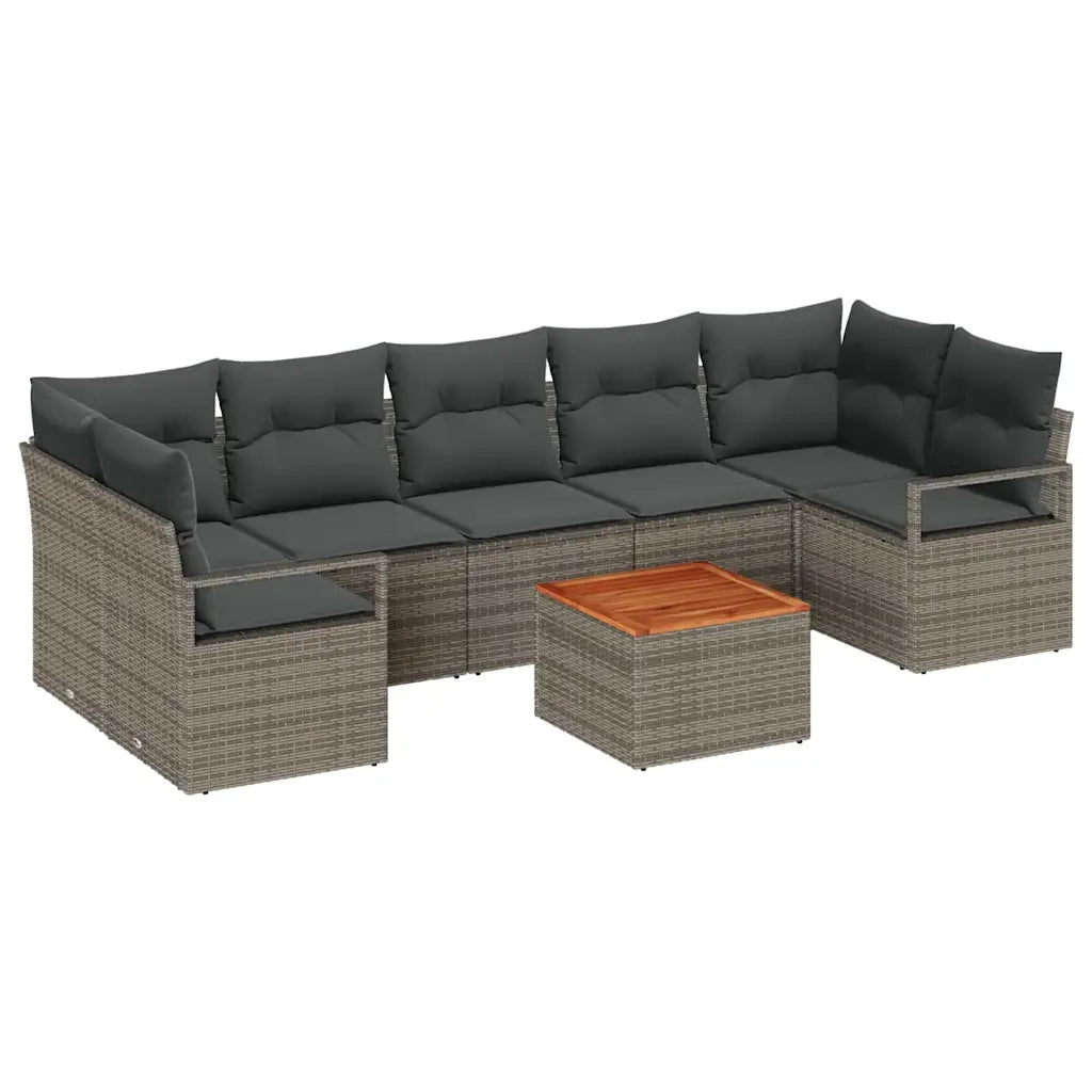 Set Divano da Giardino 8 pcs Grigio polyrattan
