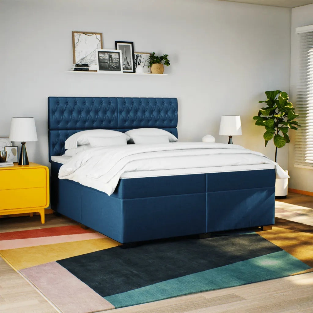Giroletto a Molle con Materasso Blu 200x200 cm in Tessuto 3292908