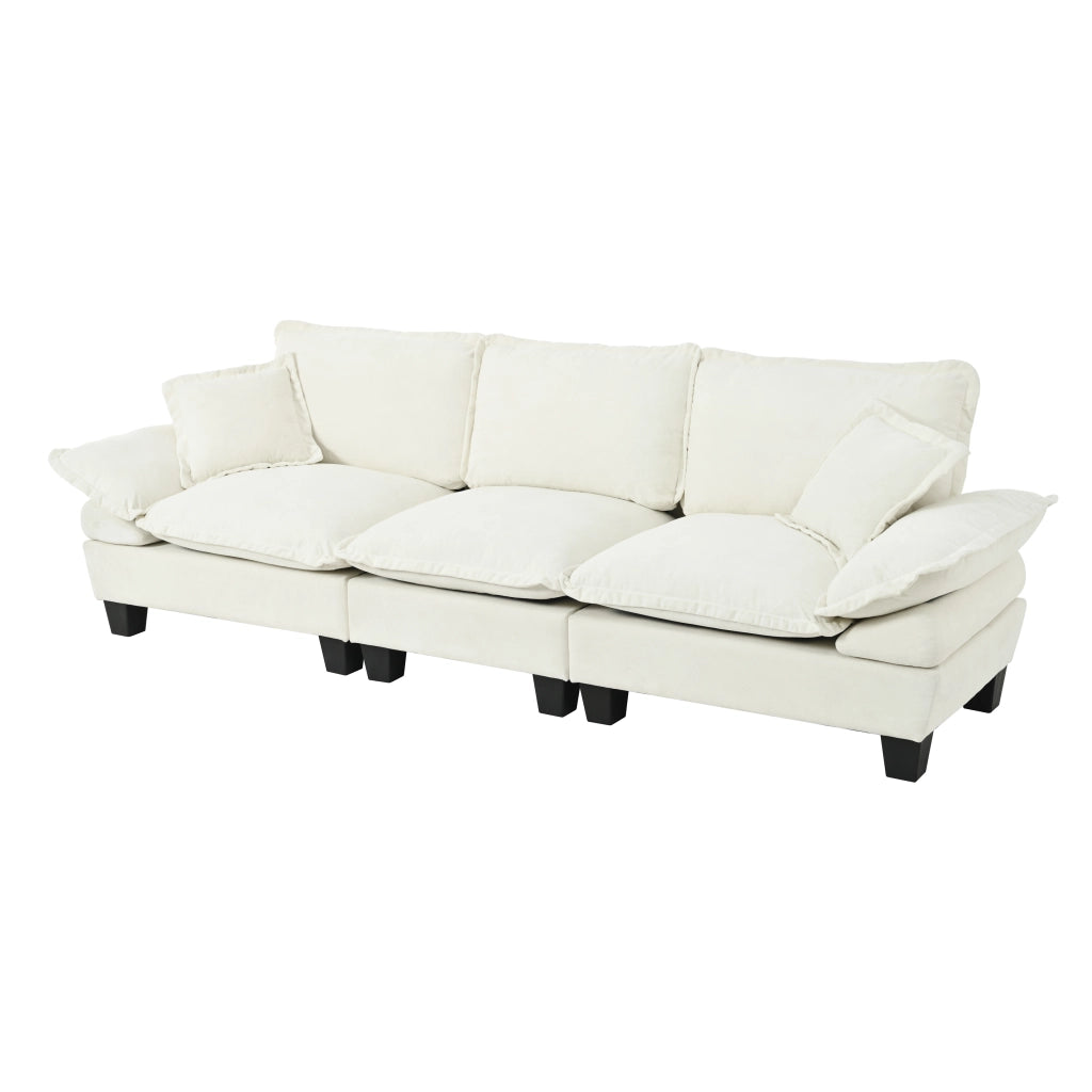 Divano 3 Posti in Chenille con Braccioli Curvi ¨C MINIMAL ¨C Beige