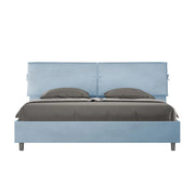 BS COM Letto matrimoniale king size senza rete imbottito 180x200 microfibra azzurro