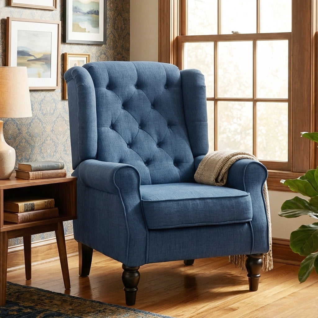 Poltrona ¨C Minimal ¨C Blu, Tessuto, 74x86x102 cm