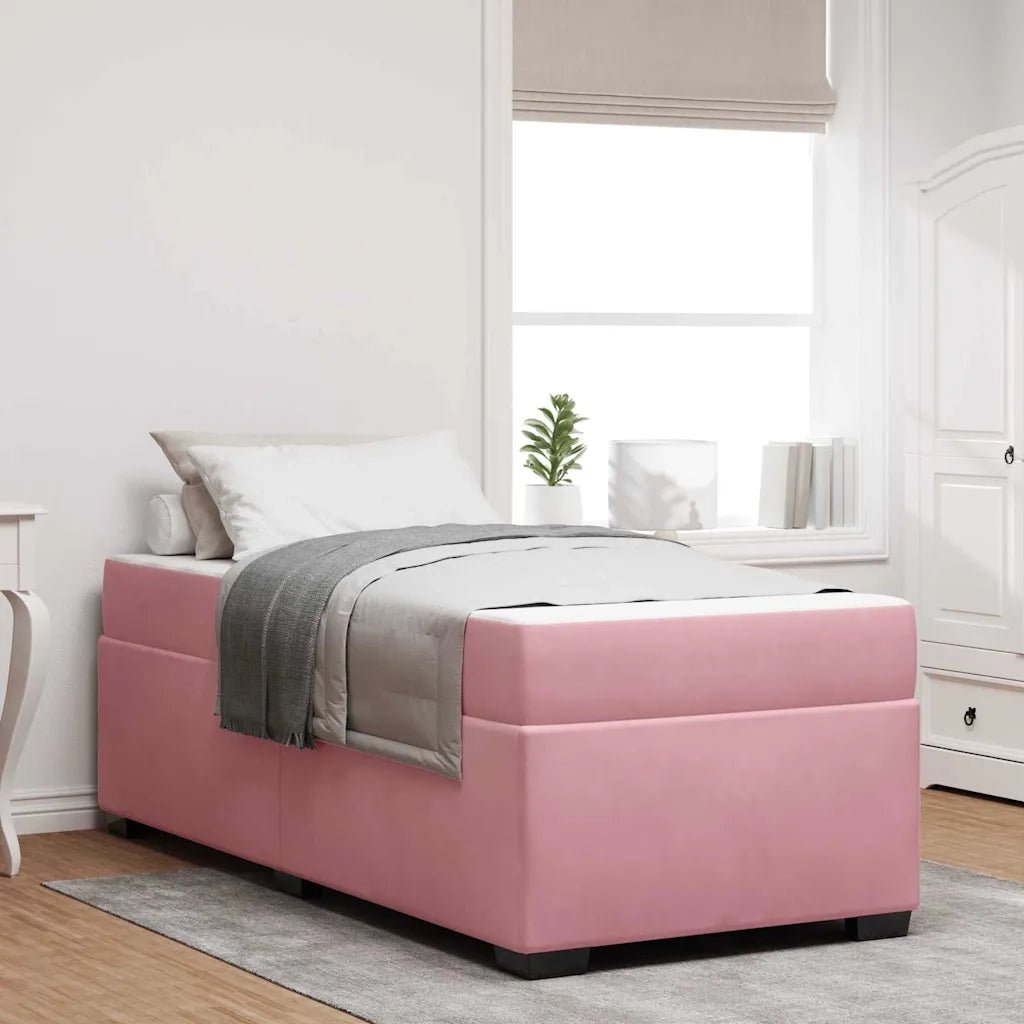 Letto singolo | Letto per adulti | Struttura del letto con materasso Rosa 100 x 200 cm Tessuto