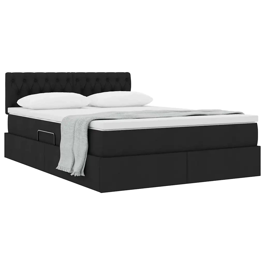 Letto con contenitore e materasso Nero 140 x 200 cm