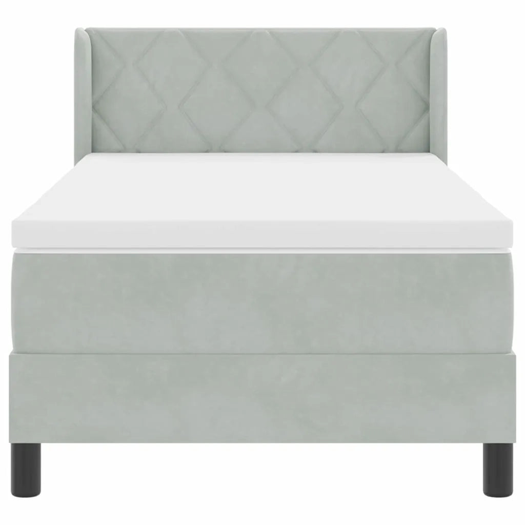 Letto a molle con testiera Grigio chiaro 200 x 100 cm Velluto 3341510