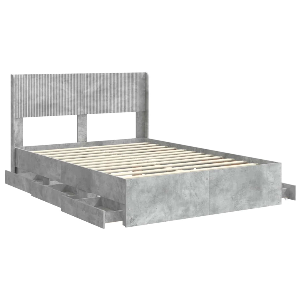 Struttura del letto con stoccaggio e testata Grigio Cemento 3414302