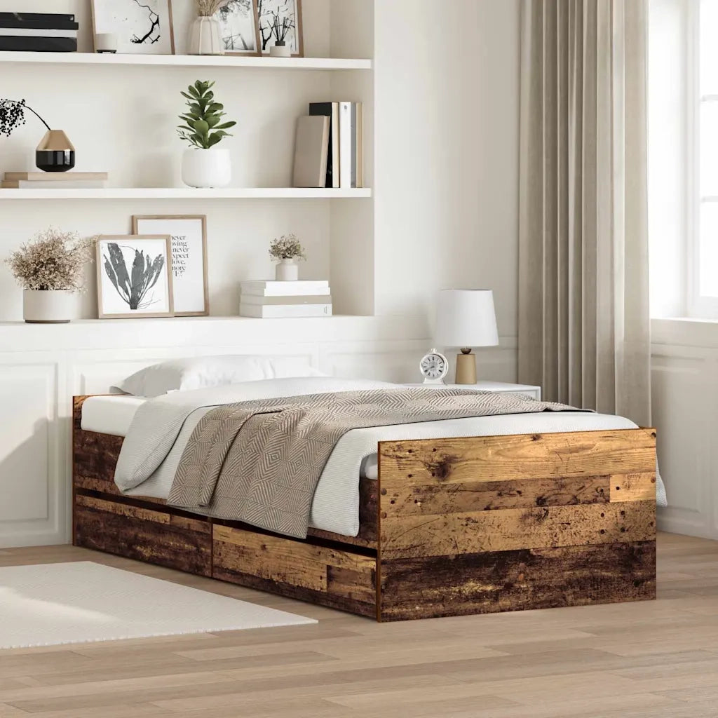 Letto singolo | Letto per adulti | Struttura del letto Legno vecchio 100 x 200 cm Pino massello