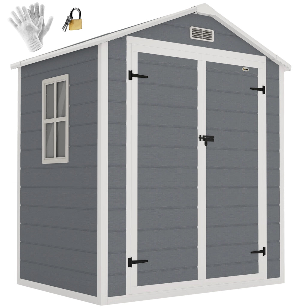 Casetta da Giardino ¨C zephmum ¨C Grigio, PP e Alluminio, 183x134x210 cm