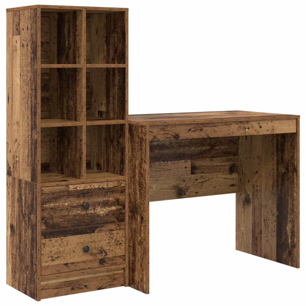 Scrivania con cassetto con lo scaffale 2 pcs Legno vecchio 3337367