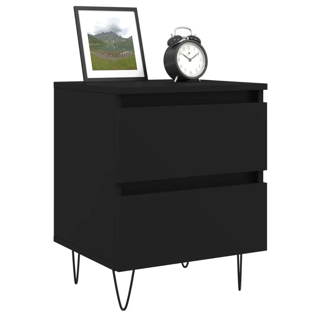 Comodino Nero 40x35x50 cm in Legno Multistrato 826878