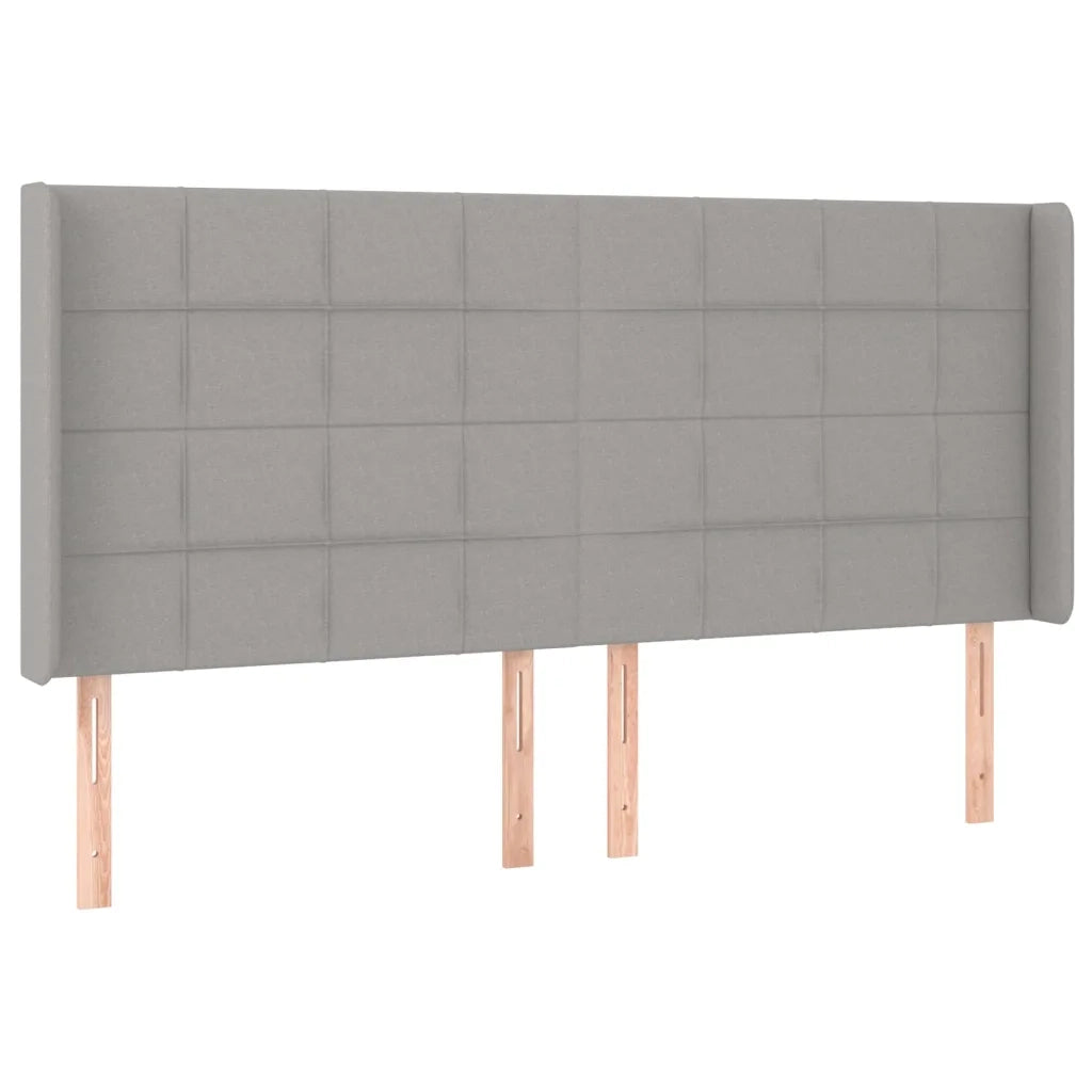Testiera a LED-Testata con LED Grigio Chiaro 203x16x118/128 cm in Tessuto 855720