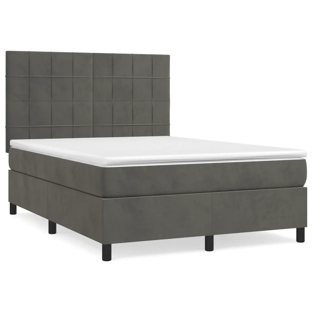 Giroletto a Molle con Materasso Grigio Scuro 140x190 cm Velluto 3143020
