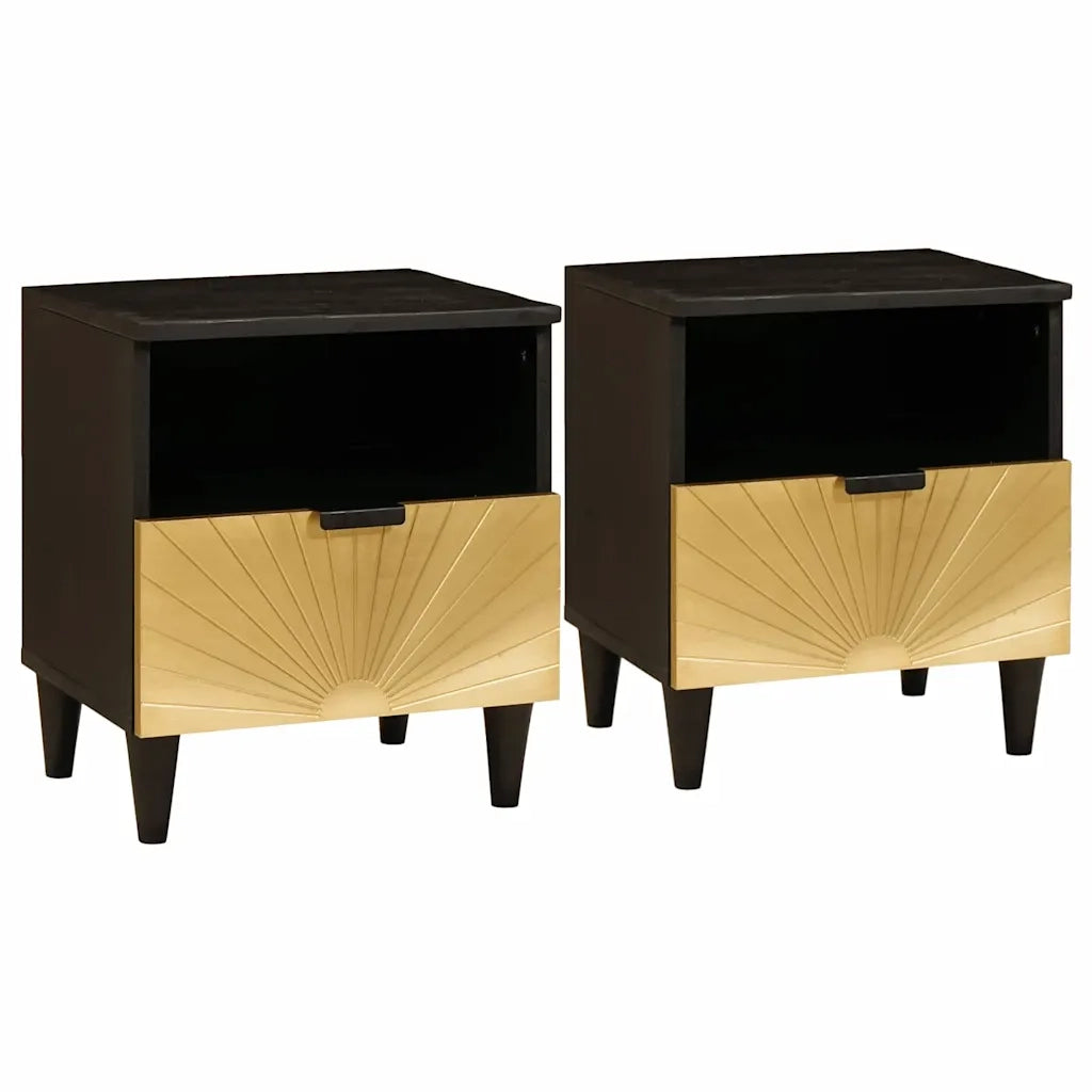Armadio da Notte 2 pcs Nero e Oro 40 x 33 x 46 cm 4017835