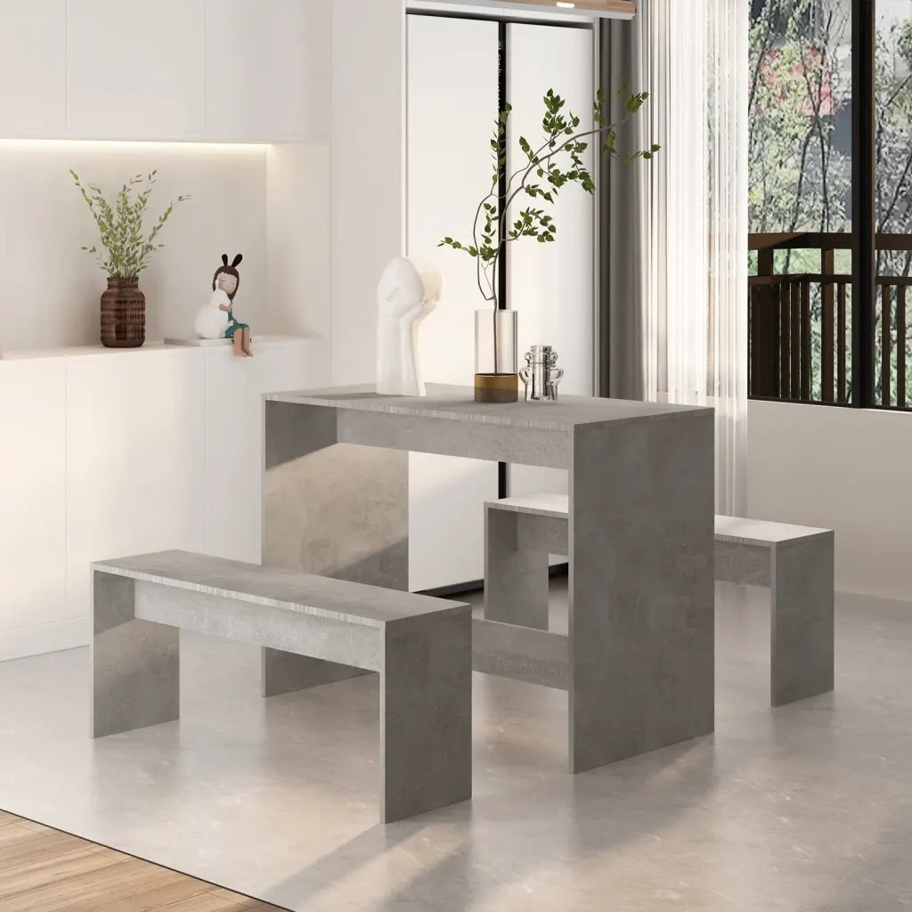 Set da Pranzo 3 Pz Grigio Cemento in Truciolato 809480