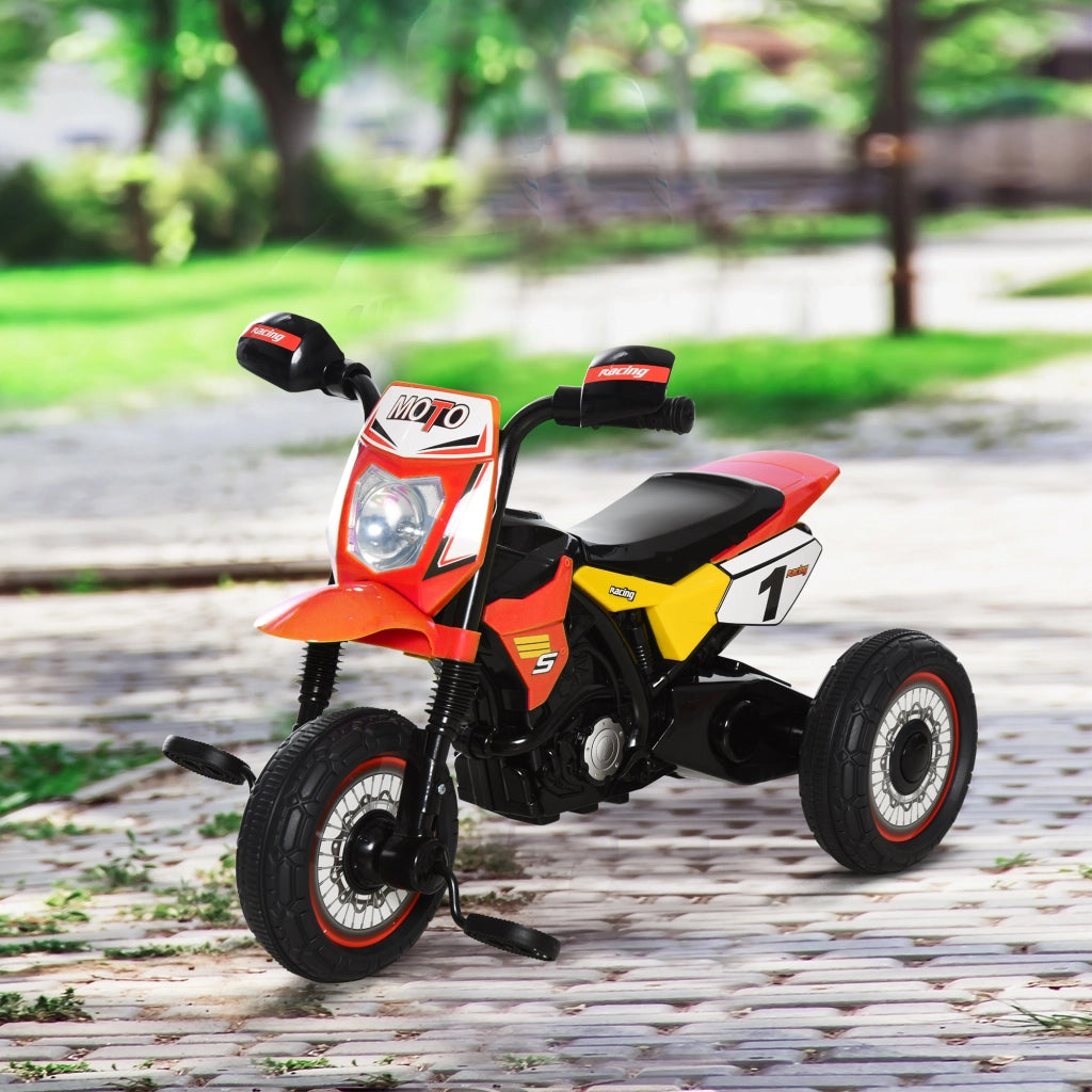 Triciclo Moto Cross Bambini con Musica Luci e Cassetto ¨C Zephmum ¨C Rosso