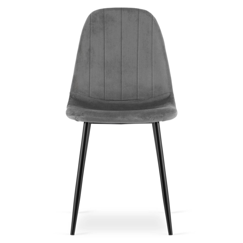 Sedia Padva in velluto grigio scuro con gambe nere