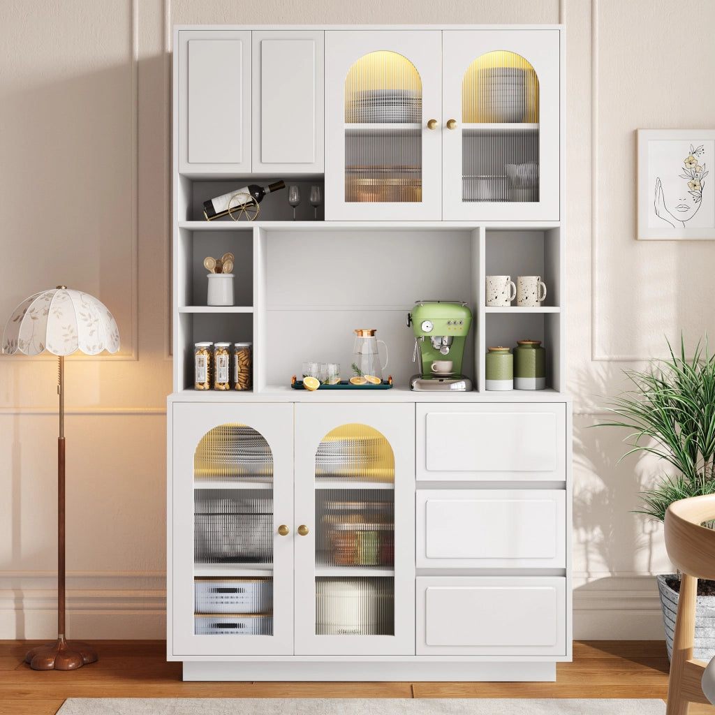 ARMADIO ALTO con LED APP 106x30x175 cm Bianco MDF