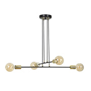 Lampadario Industrial 4 Luci Benzaiten A Bracci In Acciaio Nero E Oro
