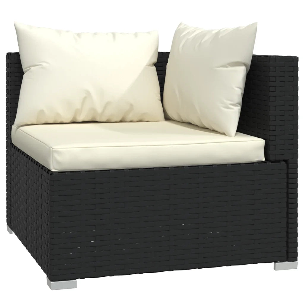 Set Mobili da Giardino 6 pz con Cuscini in Polyrattan Nero 3101935