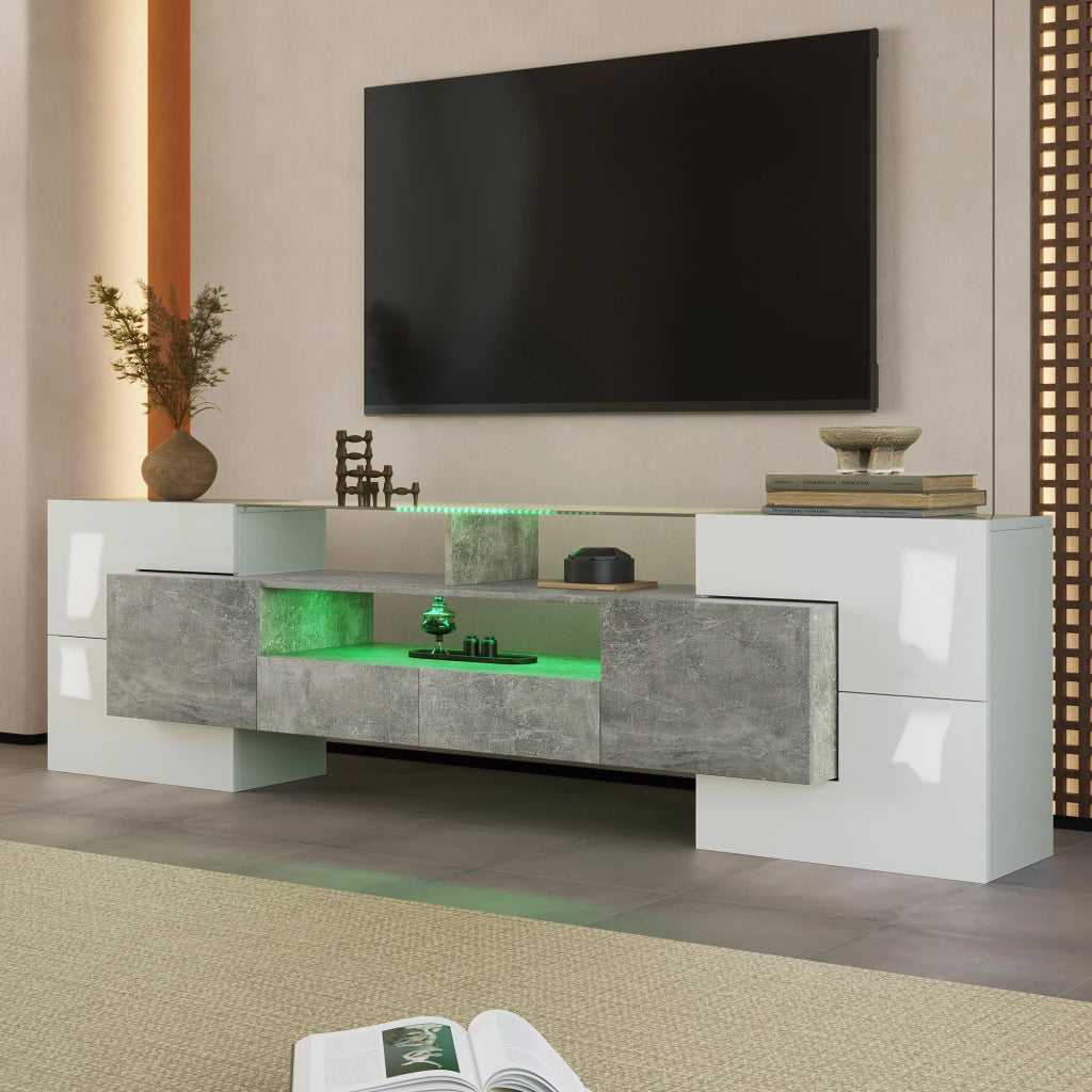 Cassettiera TV grigia in MDF lunghezza 200 cm