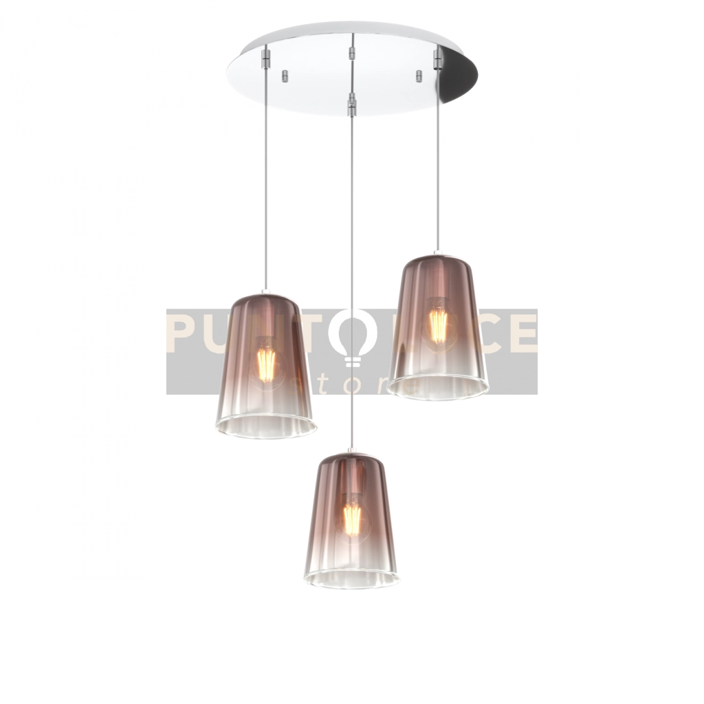 SOSPENSIONE CROMO RETTANGOLARE 3 LUCI RAME 1164CR-S3 R-RA