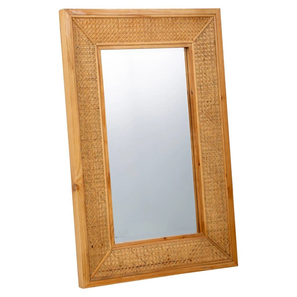 Specchio da parete in legno e rete marrone 60x04x90h