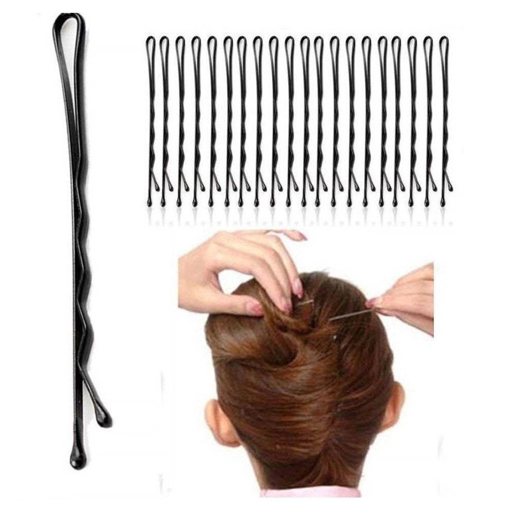 Trade Shop - Forcine Capelli 116 Pezzi Molletta Nera Ondulata Mollette Capelli Fermacapelli -