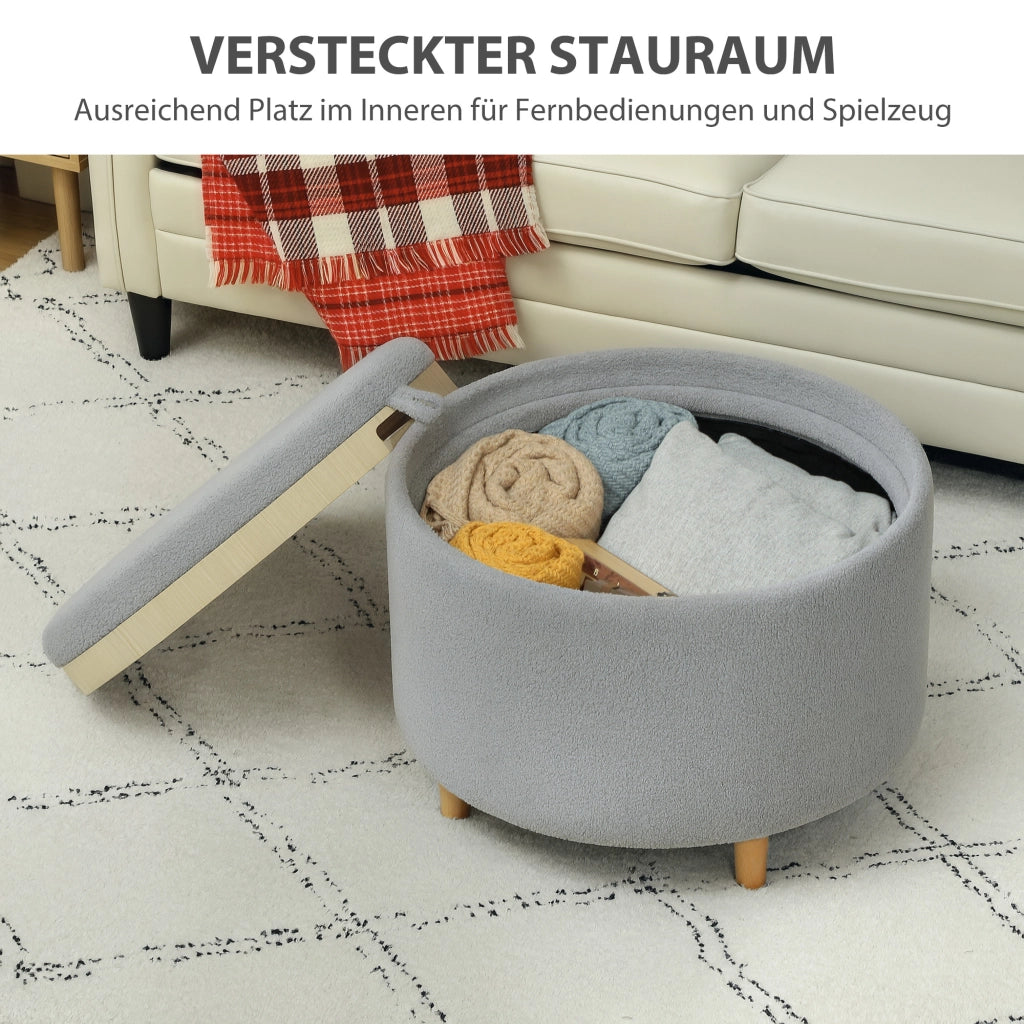 Pouf imbottito ¨C Minimal ¨C Grigio, Tessuto, 56x56x42 cm