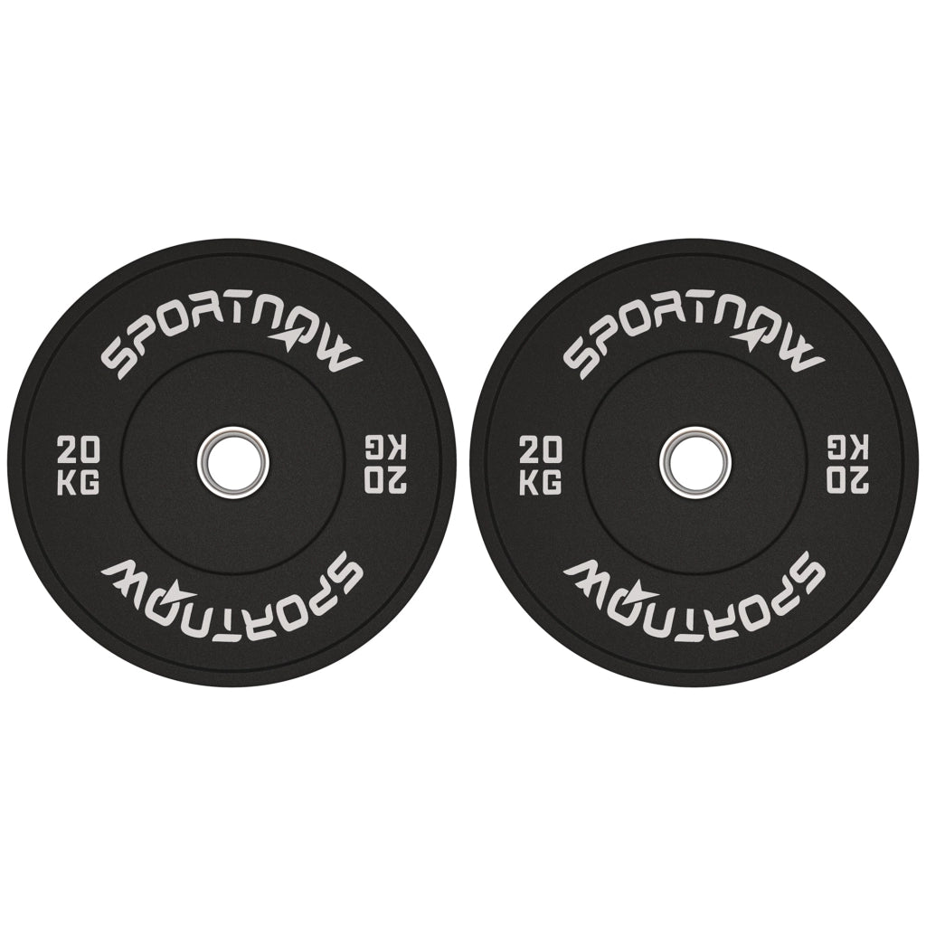 Set 2 Dischi Pesi da 20kg in Gomma con Foro da 2"/5 cm per Manubri e Bilancieri Nero