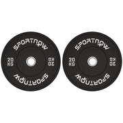 Set 2 Dischi Pesi da 20kg in Gomma con Foro da 2"/5 cm per Manubri e Bilancieri Nero