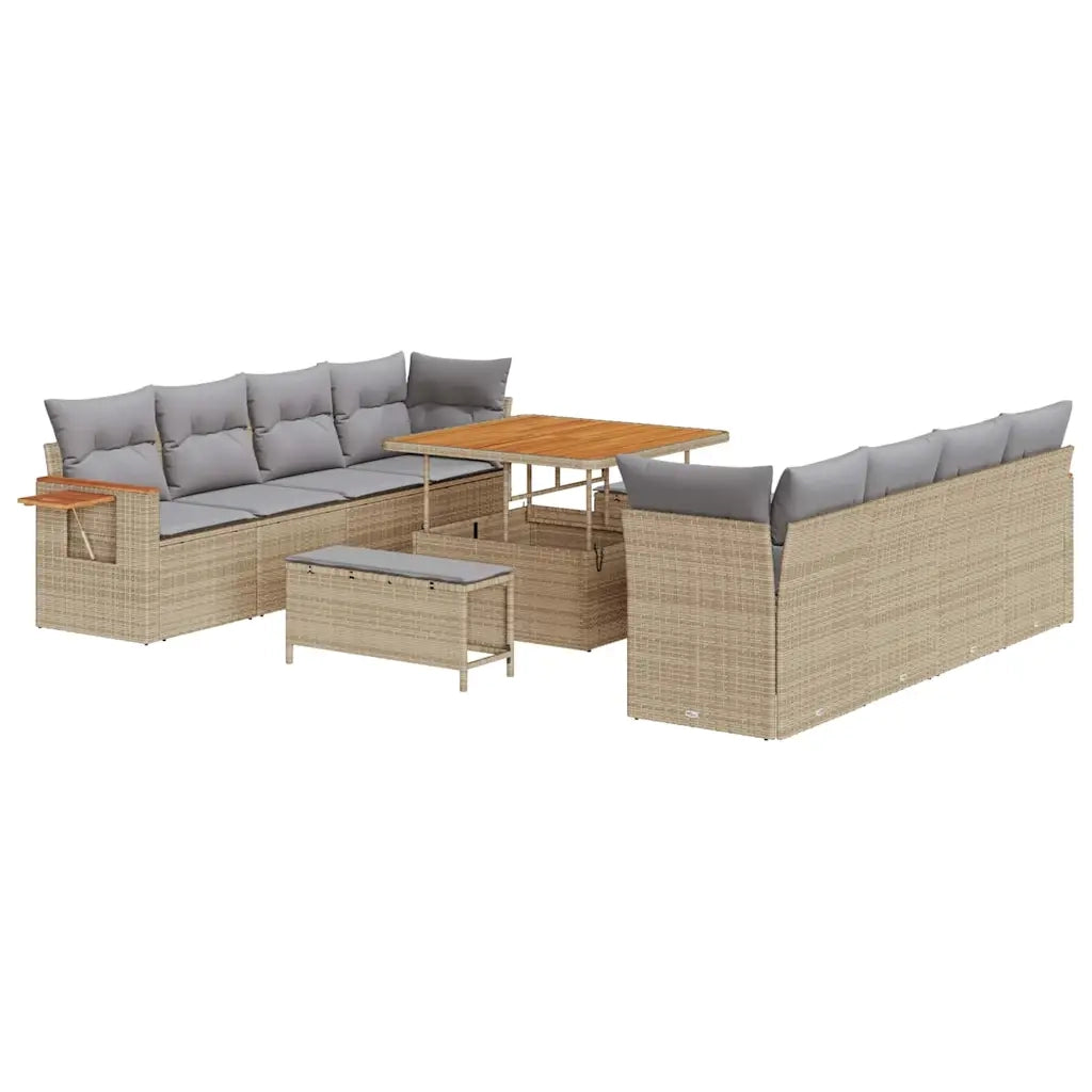 Set Divano da Giardino con cuscino 11 pcs Beige e Grigio Chiaro
