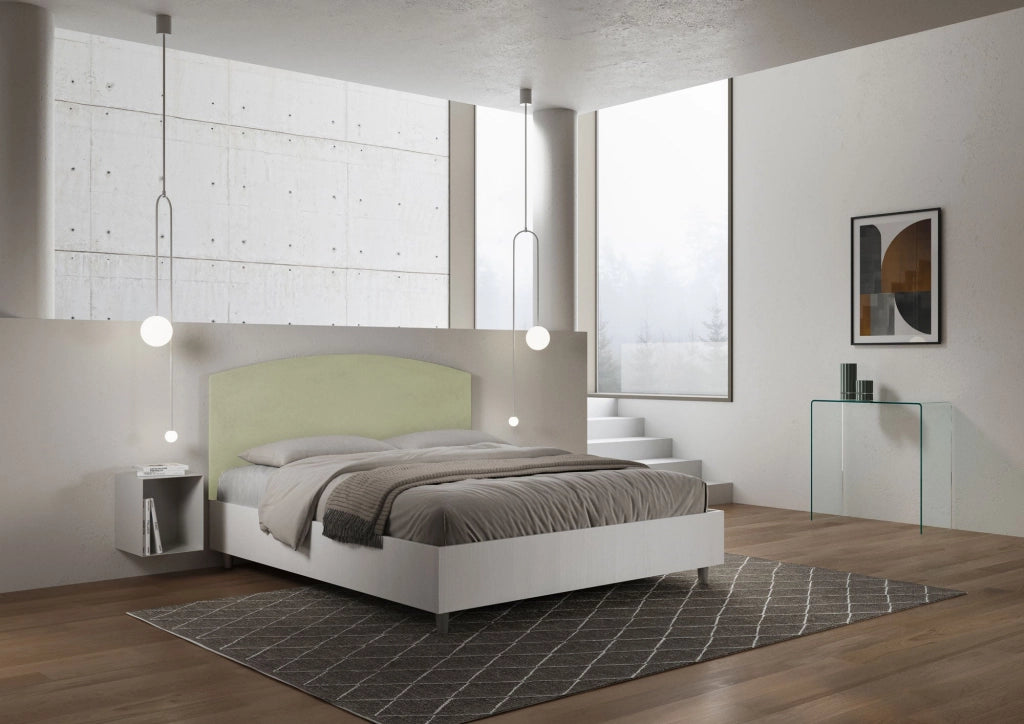 Letto Matrimoniale 160x200 cm con Rete e Contenitore Antilia Tè verde