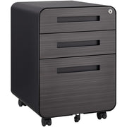 Cassettiera Mobile da Ufficio 3 Cassetti ¨C MINIMAL ¨C Nero, Acciaio, 5 Ruote