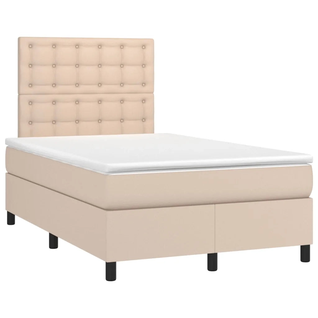 Giroletto Molle Materasso e LED Cappuccino 120x200cm Similpelle