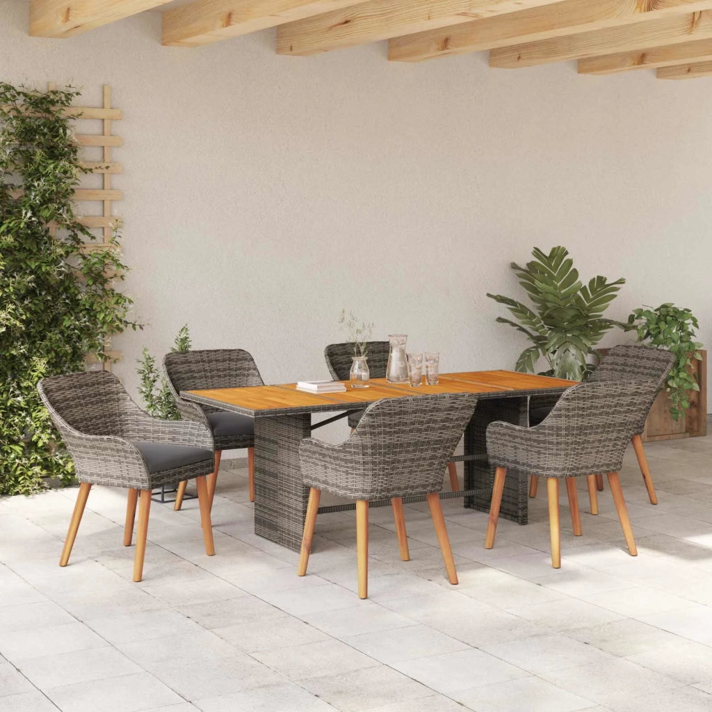 Set da Pranzo per Giardino con cuscino 7 pcs Grigio polyrattan 3261627