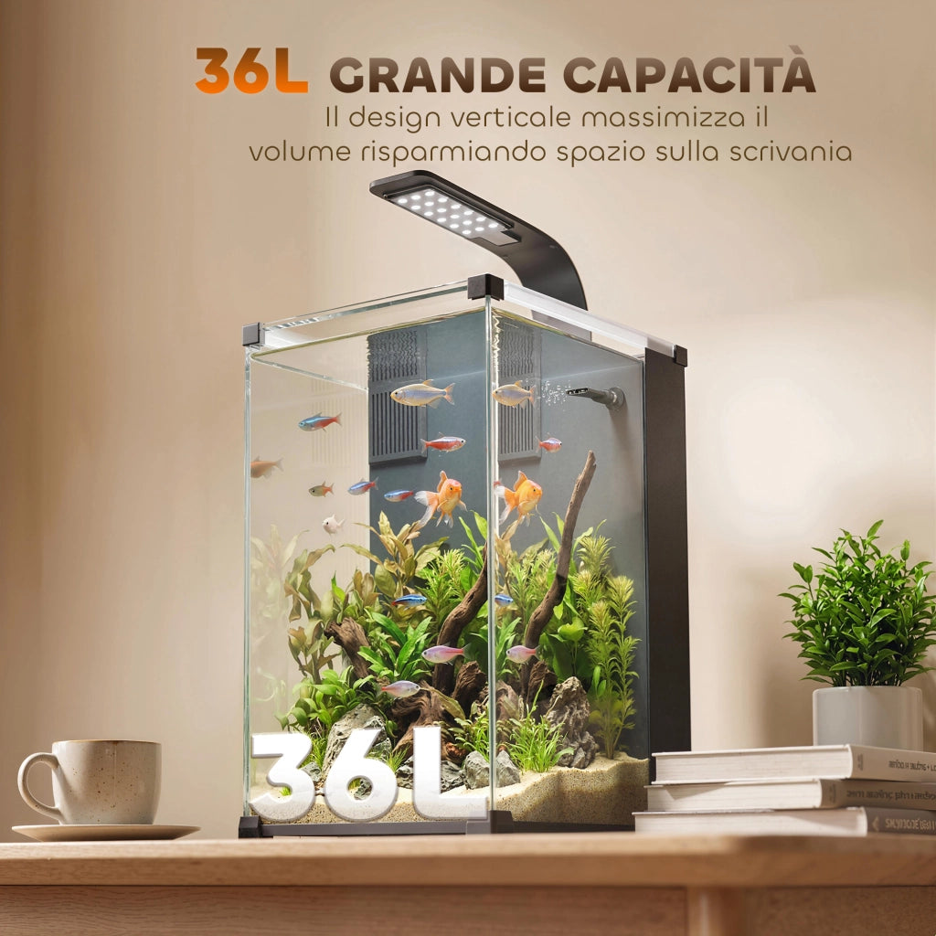 Acquario con Filtro Integrato ¨C Xylo ¨C 36L, 30x30x45,5 cm, Nero