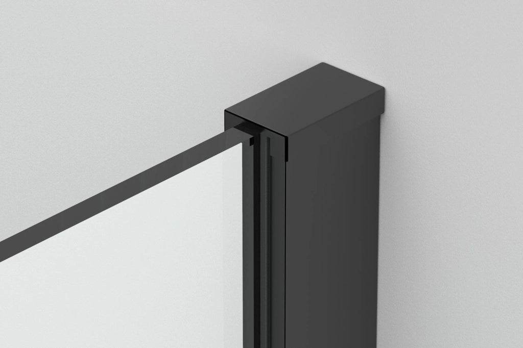 Box Doccia parete Walk in 80 cm h 200 cm cristallo temperato trasparente 8mm profilo NERO MELANY