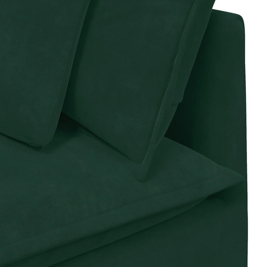Divano Modulare con Poggiapiedi e Cuscini Velluto Verde Scuro 3321221