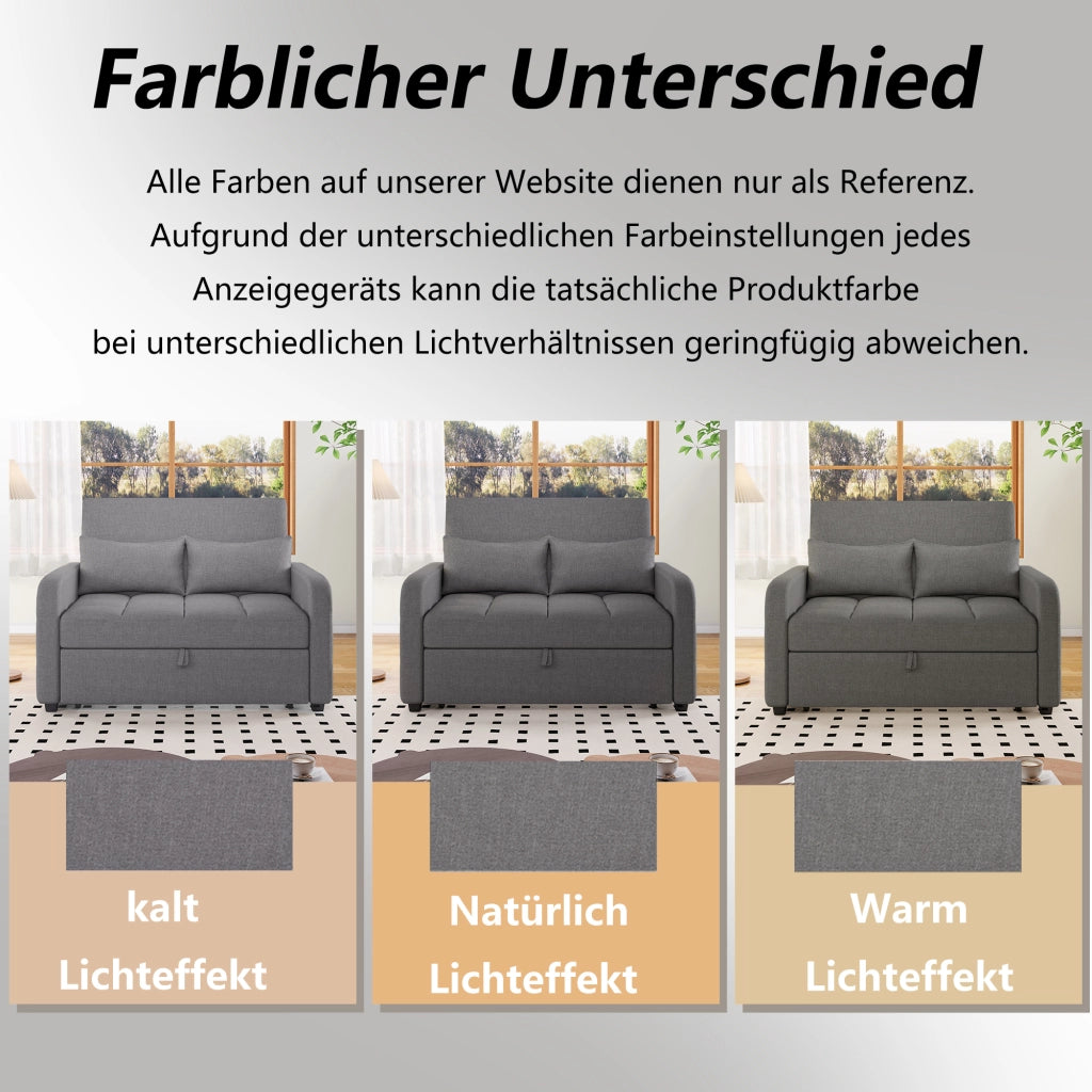 DIVANO LETTO Convertibile 127x180 cm Grigio Anticato con 2 cuscini