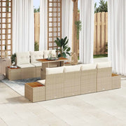 Set Divano da Giardino 8 pcs Beige Poly Rattan
