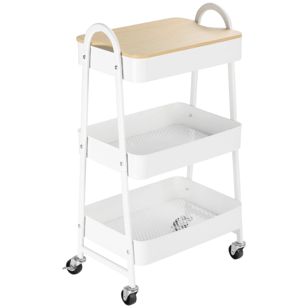 Carrello da cucina con ripiani e ruote ¨C Minimal ¨C Bianco