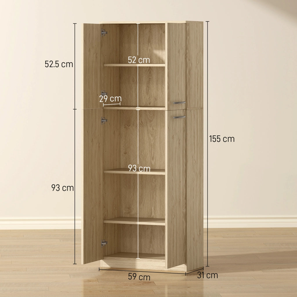 Armadio con Cassetti e Ripiani Regolabili ¨C Minimal ¨C Legno Rovere 59x31x155 cm
