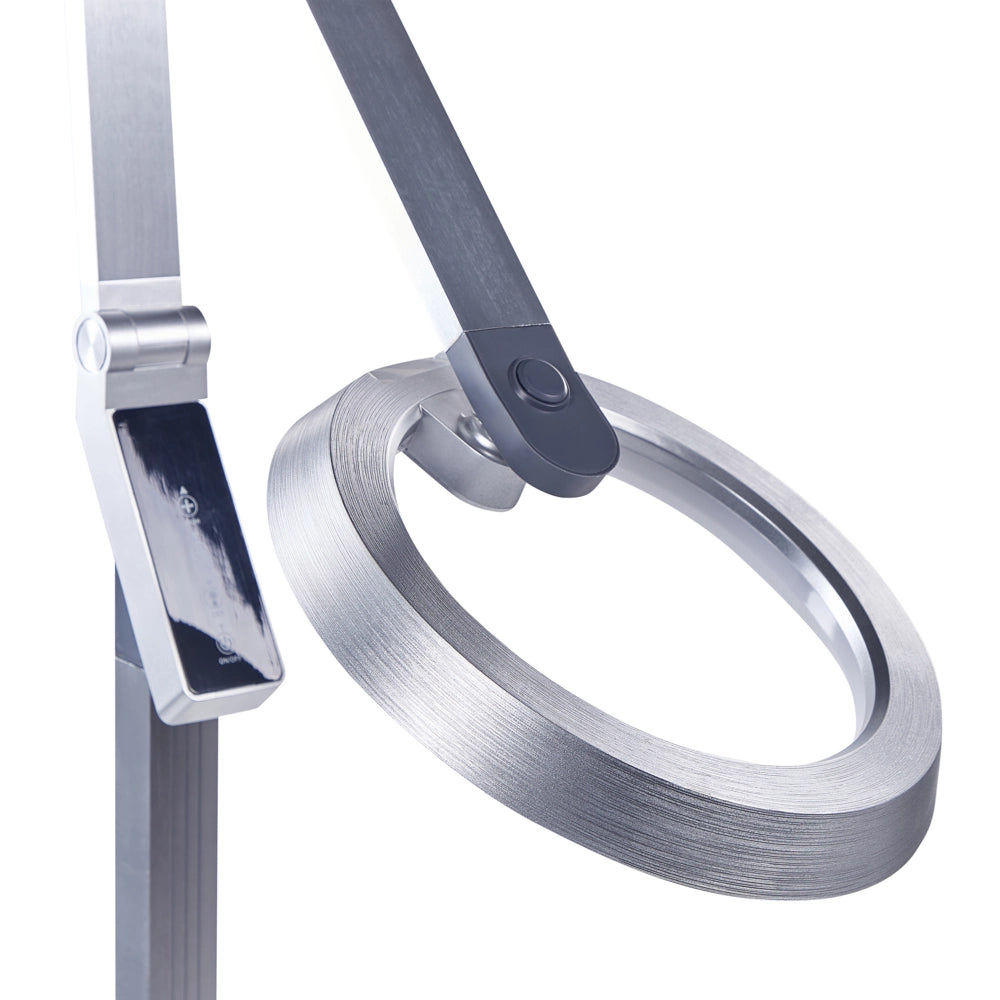 Lampada da terra LED materiale sintetico argento 170 cm altezza regolabile ufficio camera da letto