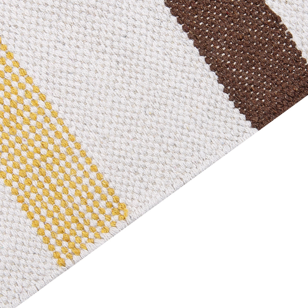 Tappeto marrone e beige strisce cotone 160 x 230 cm rettangolare tessuto a mano