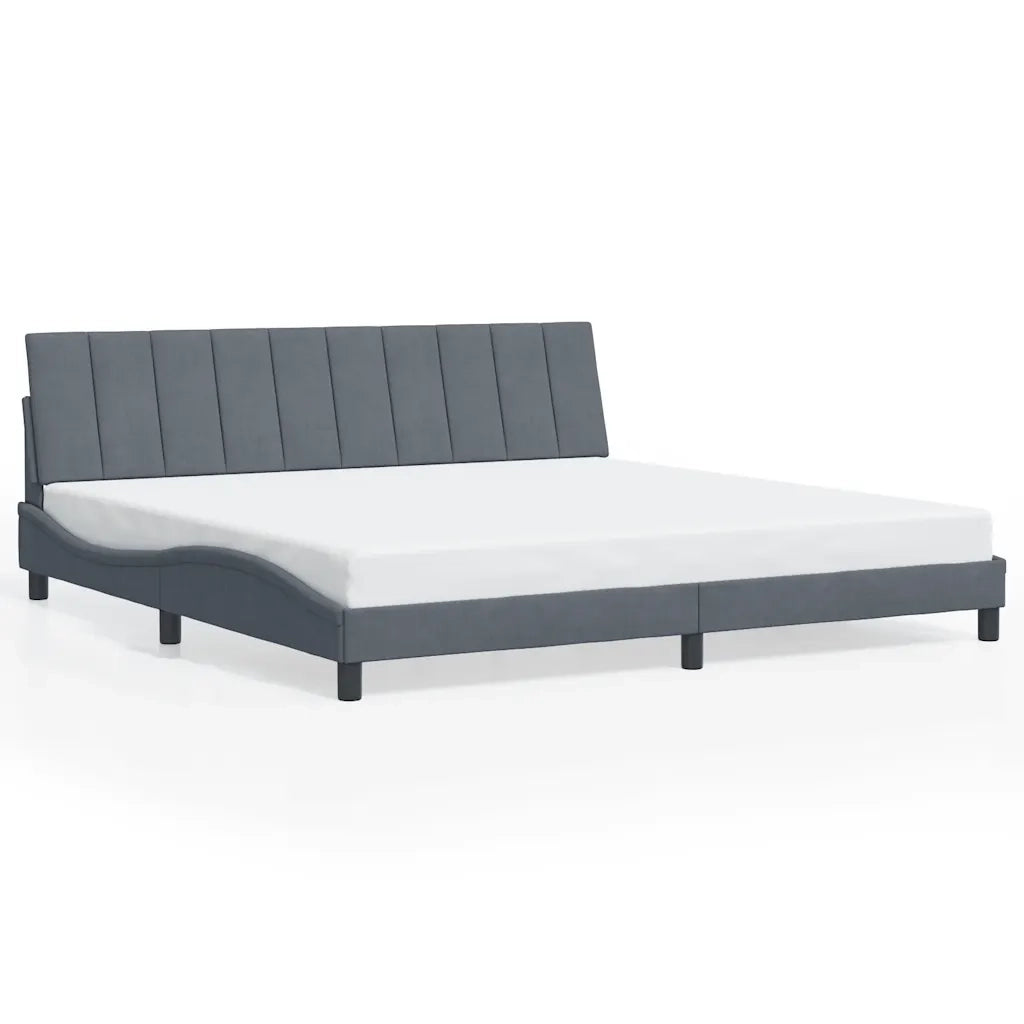 Giroletto con LED senza Materasso Hanko Grigio Scuro 200x200 cm in Velluto
