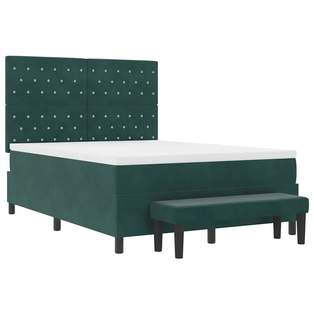 Letto a molle con testiera Verde scuro 200 x 140 cm Velluto 3344453