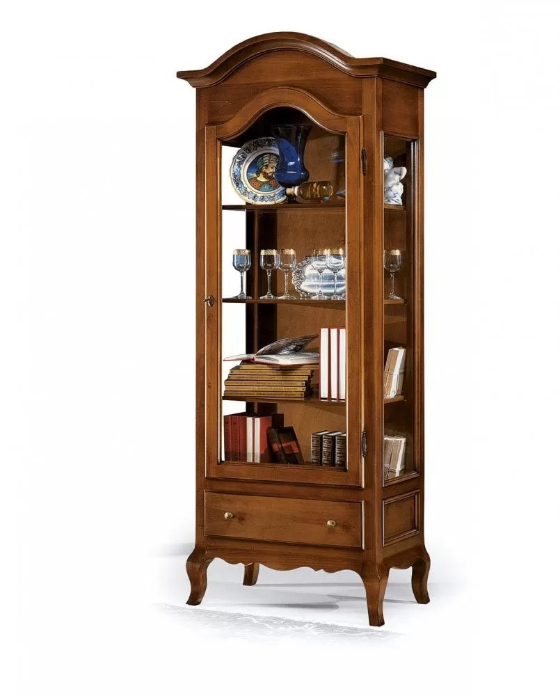 Vetrina classica 1 anta grezza in legno l.80 p.45 h.196 (102) - Mobili 2G