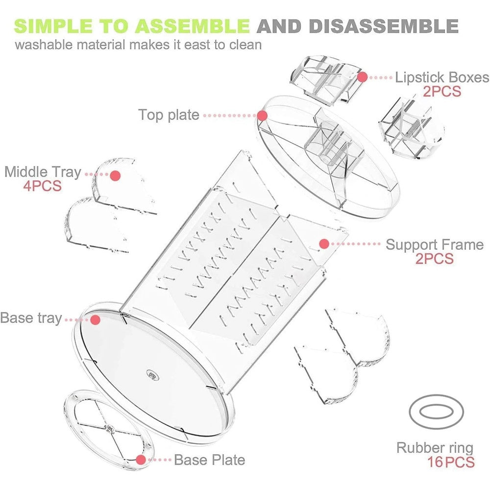 Trade Shop - Espositore Girevole Trasparente Porta Trucchi Cosmetici Organizer Smalti -