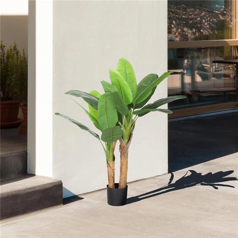 PIANTA ARTIFICIALE DI BANANO ALTA 120 CM CON VASO INCLUSO PER INTERNI VERDE