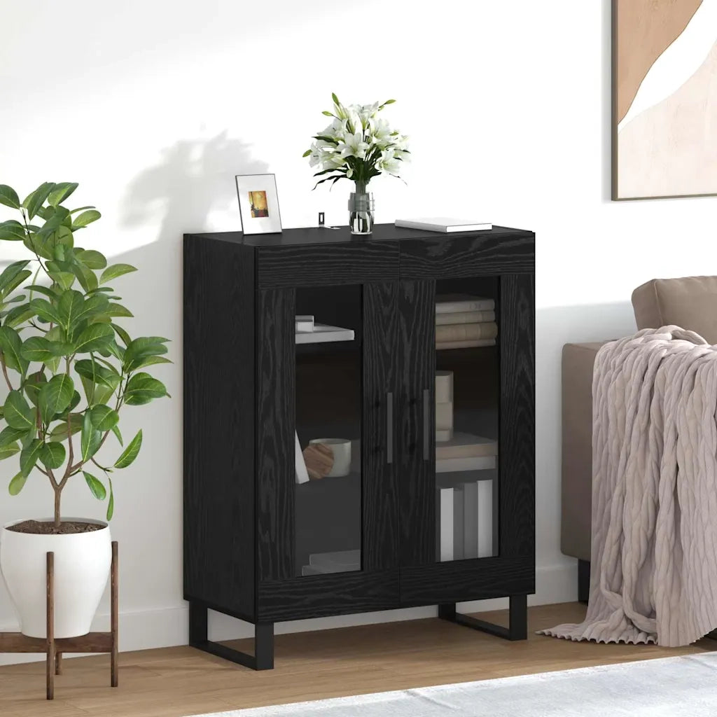 Credenza Rovere Nero 69,5 x 34 x 90 cm Legno multistrato 887209